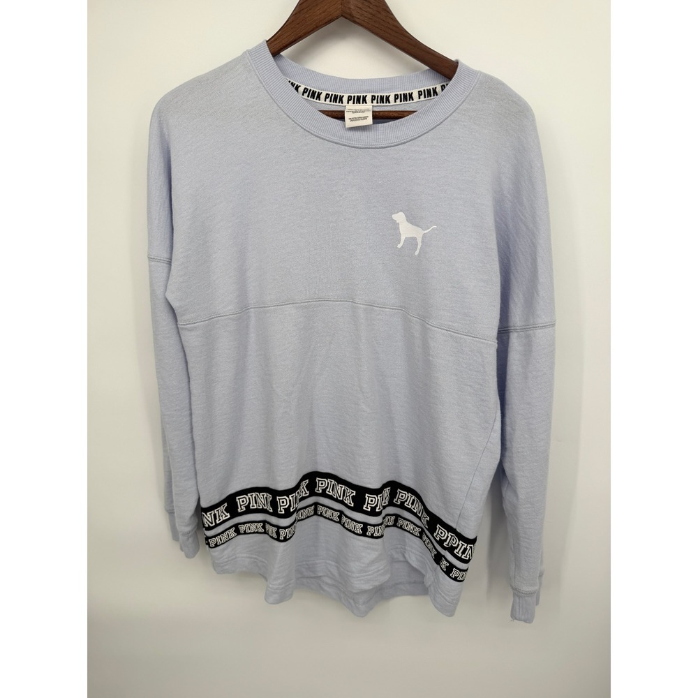 PINK Victoria's Secret Spirit Jersey Women Small Blue Excellent Logo Taping